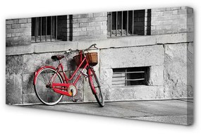 Quadro su tela Bike rossa con un cestino 100x50 cm