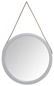 Specchio da Parete con Cinghia Argento Ø 55 cm