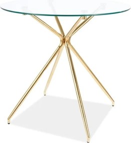 Tavolo rotondo Azalia in vetro trasparente/oro - ø80/h75