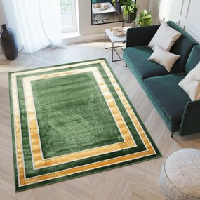 Tappeto verde di tendenza con motivi dorati ai bordi Larghezza: 140 cm | Lunghezza: 200 cm