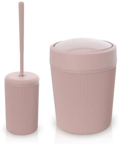 Set accessori bagno scopino e pattumiera rosa in plastica Ring