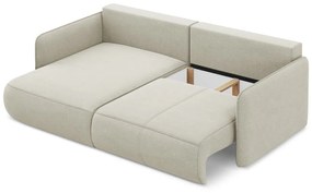 Divano angolare color crema allungabile/con contenitore (con penisola a sinistra) Nanea – Makamii