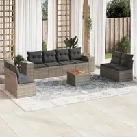 Set Divano da Giardino 9 pz con Cuscini Grigio in Polyrattan 3257740