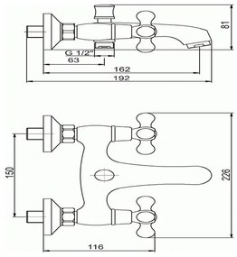 Novaservis - Miscelatore per vasca TITANIA RETRO, cromo lucido
