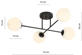 Lampadario da Soffitto in Acciaio ROMA 4 Nero 4xE14 Colore del corpo Bianco