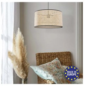 Lampadario Natura CYLINDRE MATIERE D38 nero paralume beige E27 Ø38cm COREP