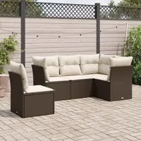 Set Divano da Giardino 5 pz con Cuscini Marrone in Polyrattancod mxl 111522