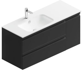 Mobile sottolavabo e lavabo Pull per vasca a sinistra grigio grafite opaco in mdf L 120 x H 56 x P 46 cm, 1 anta 2 cassetti