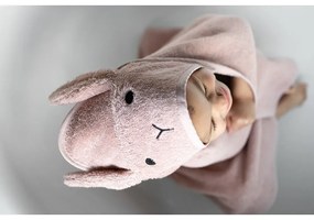 Asciugamano in cotone rosa-marrone con cappuccio 75x75 cm Rabbit - Kindsgut