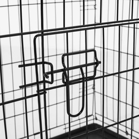 Gabbia Trasportino per Cani Gatti Pieghevole in Acciaio Doppia Apertura 76x53x57 cm Nero...