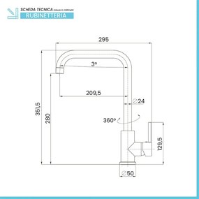 Miscelatore lavello cucina a canna alta orientabile in zinco cromato – Eden