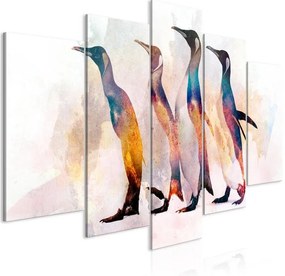 Quadro  Penguin Wandering (5 Parts) Wide  Larghezza x Altezza Home decor 100x50