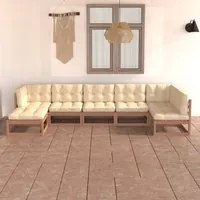 Set Divani da Giardino 7 pz con Cuscini Legno Massello di Pino 3076747