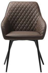 Sedia da pranzo marrone in imbottito con braccioli Milton – Unique Furniture