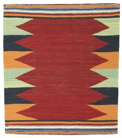 Kilim Tappeto 90x80 Rosso (Iran) Tessuto A Mano
