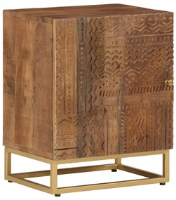Comodino 40x30x50 Cm İn Legno Massello Di Mango E Ferro /