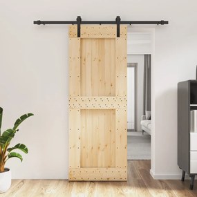 Porta Scorrevole Con Set Hardware 80x210 Cm Legno Massello Pino /