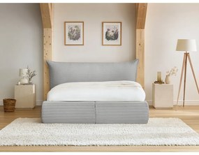 Letto matrimoniale in grigio chiaro imbottito con spazio contenitivo con griglia inclusa 160x200 cm Jade – Bobochic Paris