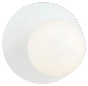 Lampada Da Parete Contemporanea Ippolita 1 Luce In Acciaio Bianco E Vetro Opalino