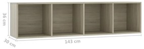 Libreria/Mobile TV Rovere Sonoma 143x30x36 cm