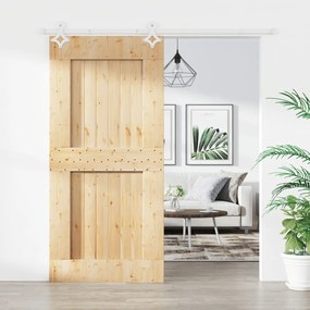 Porta Scorrevole Con Set Hardware 95x210 Cm Legno Massello Pino /