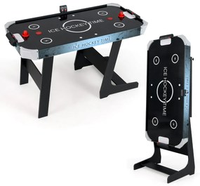 Costway Tavolo da air hockey con potente motore da 12V e 2 spingitori e 2 dischi, Tavolo da gioco arcade pieghevole per casa Nero