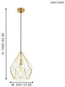 Eglo 49933 - Lampada a sospensione CARLTON 1xE27/60W/230V
