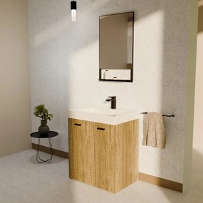 Mobile da bagno sotto lavabo COLAVENE Alaqua marrone opaco L 60 x H 76 x P 50 cm 2 ante, lavabo non incluso
