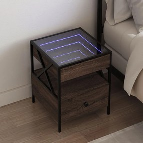 Comodino Con Led Infinity Rovere Marrone 40x40x51 Cm /