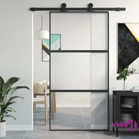 vidaXL Porta Scorrevole Nera 102,5x205 cm Vetro Temperato e