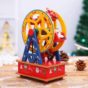 Giostrina Carosello ruota panoramica animato 24cm in legno di colore rosso, giallo e blu Wisdom