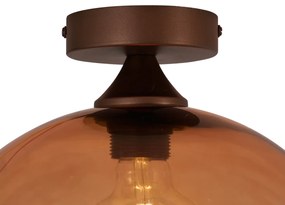 Plafoniera Art Déco bronzo scuro con vetro marrone - Sandra