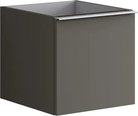 Cassettiera Pixel con 1 cassetto frontale Plain laccato opaco grigio carbone e maniglia alluminio brillante L.40 H.40 P.45,5 cm.