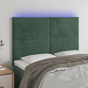 Testiera A Led Verde Scuro 144x5x118/128cm İn Velluto /