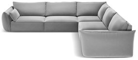 Divano angolare grigio chiaro con rivestimento in velluto Vanda – Mazzini Sofas