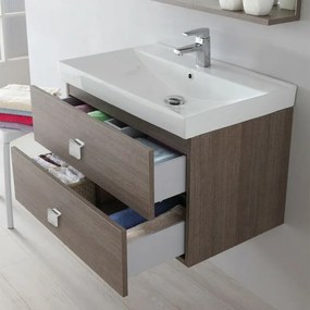 Mobile Bagno Sospeso 2 Cassettoni chiusura Rallenty Rovere Scuro 75x51 cm