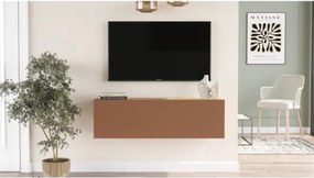 Mobile TV Sospeso 100x32x30 Rosso E Rovere Effetto Legno Con Vano Frame