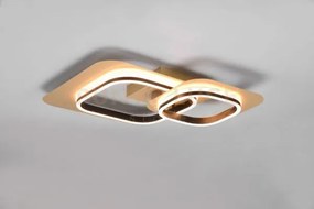 Lugo plafoniera led 28w 3400lm, 3000k doppio quadrato metallo oro c...