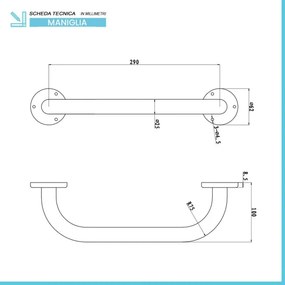 Maniglione di sicurezza bianco 37 cm per disabili in acciaio inox