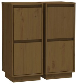 Credenze 2 pz miele 31,5x34x75 cm in legno massello di pino