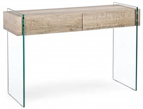 Consolle 2 cassetti KENYA in vetro e legno nobilitato 110X40 cm