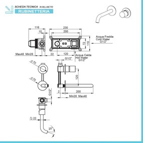 Set miscelatori lavabo da parete e bidet cromato lucido  Gemma