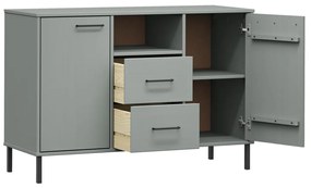 Credenza gambe metallo grigio 113x40x77 cm legno massello oslo