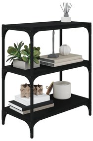 Mobile porta libri nero 60x33x70,5 cm legno multistrato acciaio