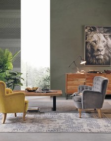 Credenza ELMER in legno di acacia e base acciaio antracite, 175x45x77 cm