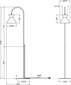 Osram - Lampada da terra DECOR WAIST 1xE27/40W/230V nera