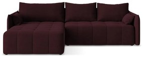 Divano angolare burgundy allungabile/con contenitore (con penisola a sinistra/con chaise lounge) Moku – Makamii