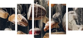 Quadri 5 pezzi – Pane appeso a una corda