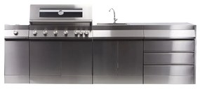 Cucina da esterno con cassetti ILo NATERIAL 4 bruciatori  L 226 x H 90 x P 93 cm