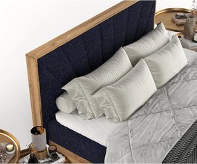 Letto boxspring con contenitore in blu scuro-naturale 180x200 cm Asahi - Maison de Rêve